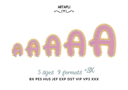 Lace Edge FONT Fill Stitch Bubbly Alphabet Monogram girly fancy font machine embroidery designs