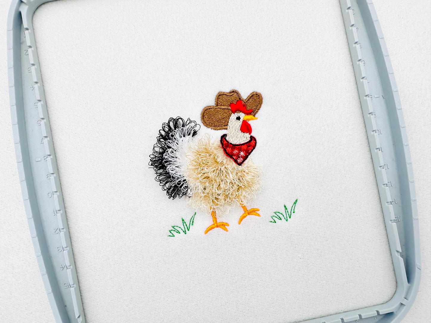 Fringed Chicken with Cowboy hat and bandanna – Sizes 3" 3.5" 4" 4.5" 5" Digital Embroidery File | Artapli