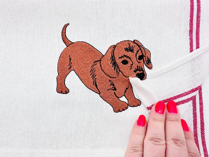 Playing Dachshund Puppy – Animal instant download embroidery file by Artapli