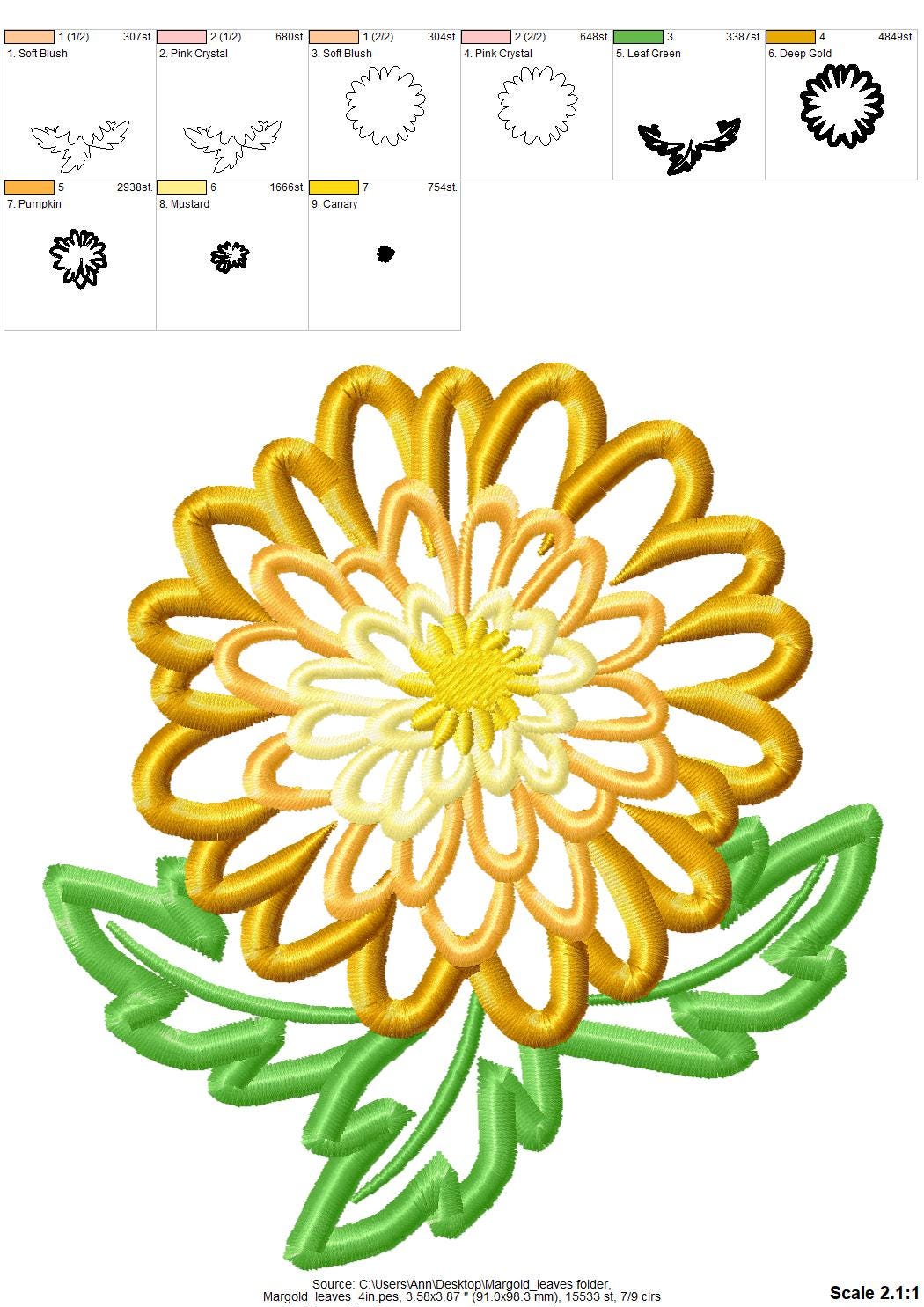 Marigold Flower Applique