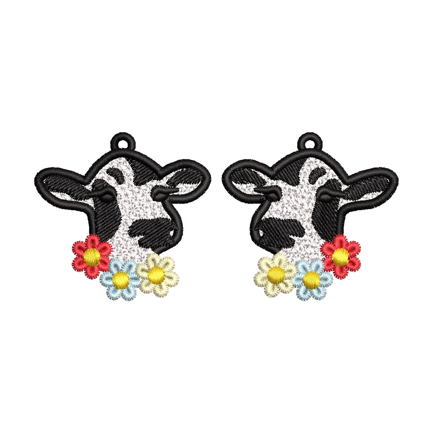 Floral Wreath Cowgirl Earrings FSL – Earrings machine embroidery pattern by Artapli
