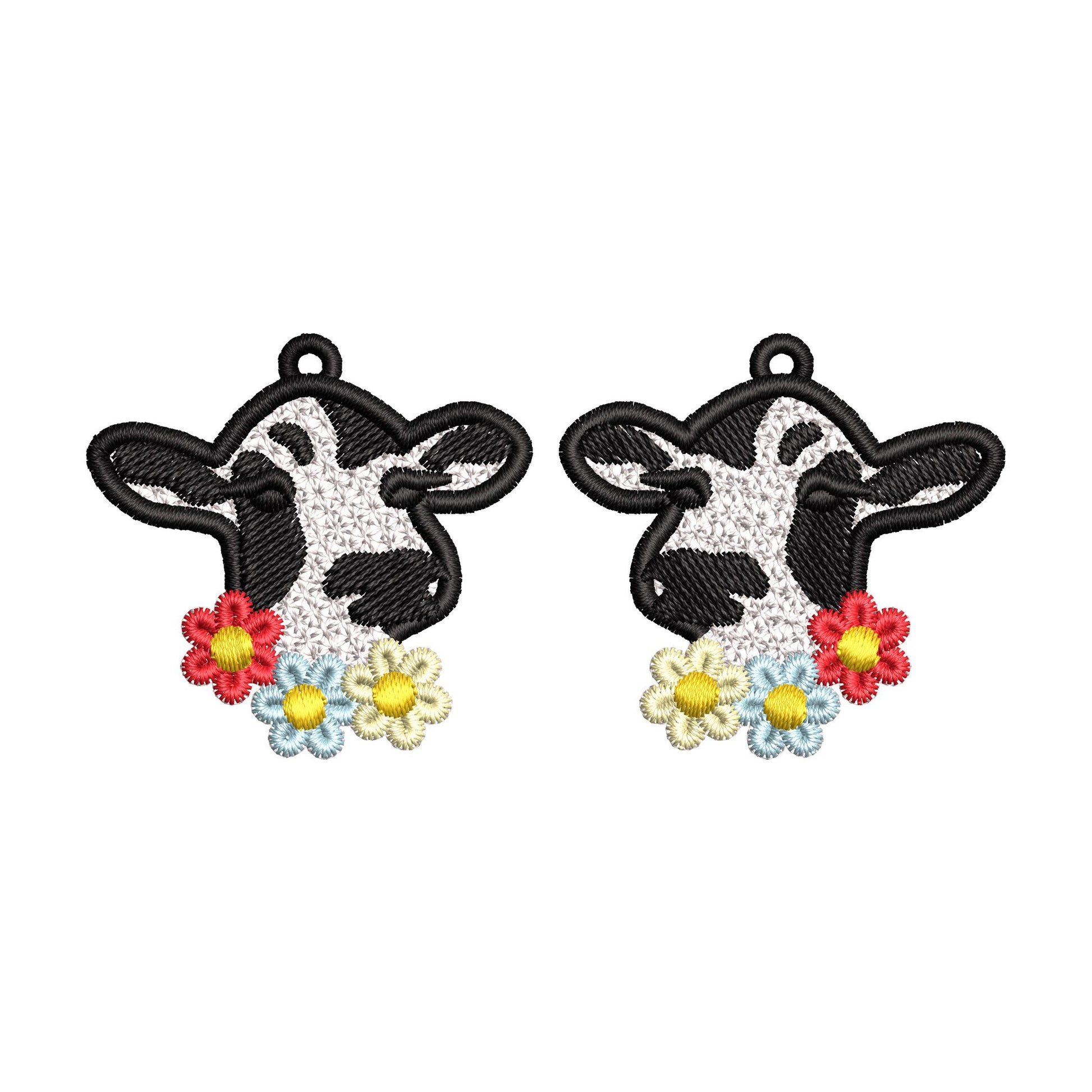 Floral Wreath Cowgirl Earrings FSL – Earrings machine embroidery pattern by Artapli