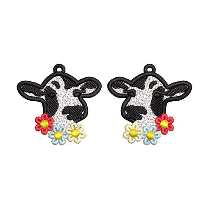 Floral Wreath Cowgirl Earrings FSL – Earrings machine embroidery pattern by Artapli