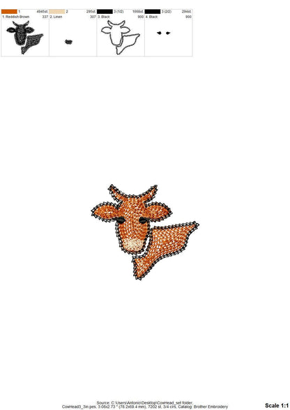 Farm Cow Set of 3 – Cow machine embroidery design by Artapli