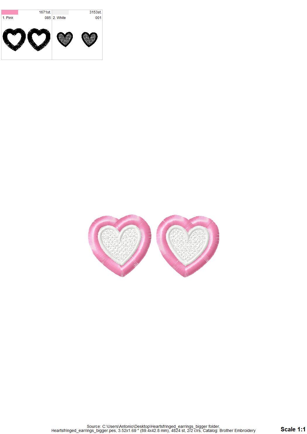 Fluffy Heart Earrings FSL – Fringe machine embroidery pattern by Artapli