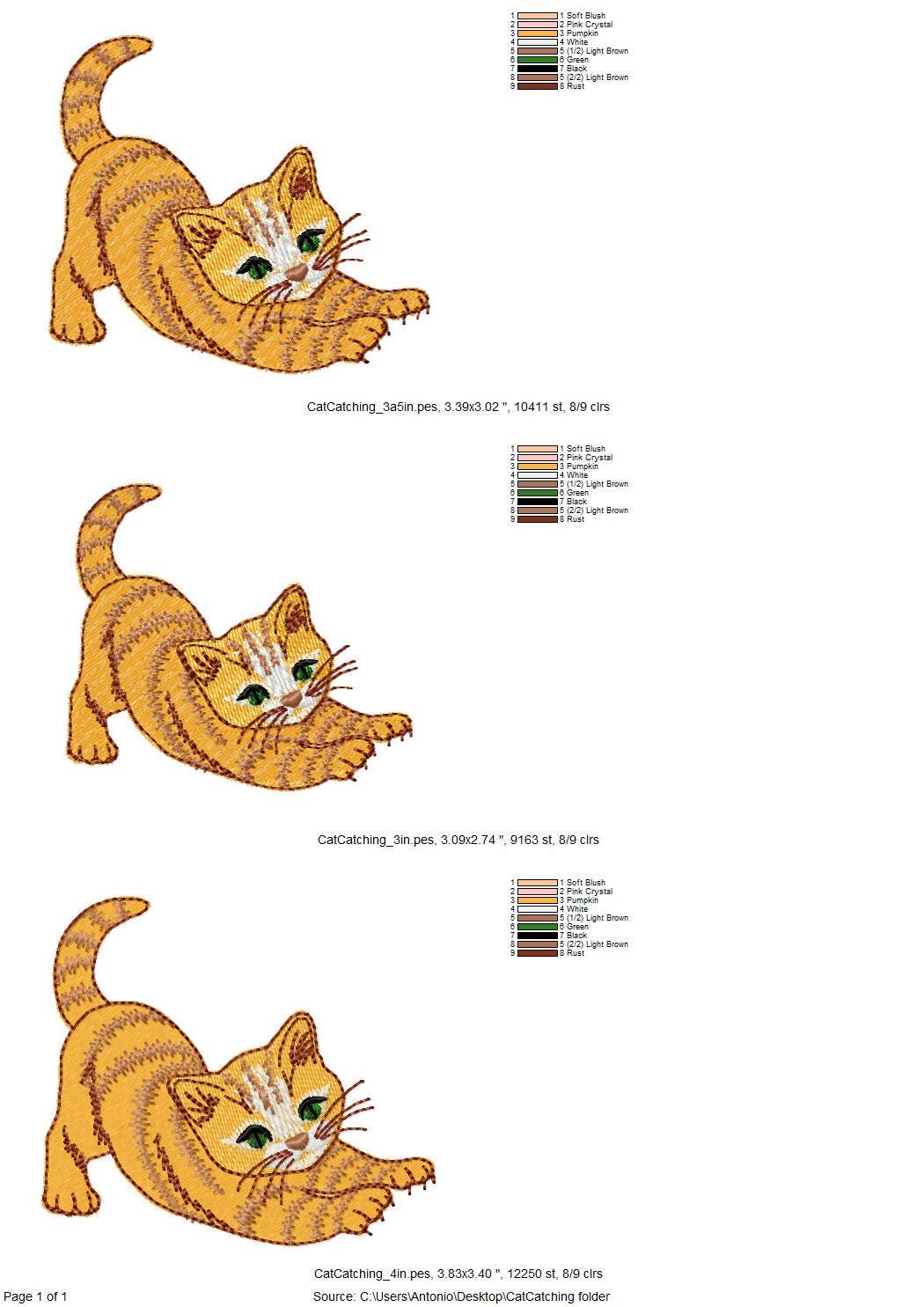 Lovely Scratching  Kitty – In-the-Hoop machine embroidery design by Artapli