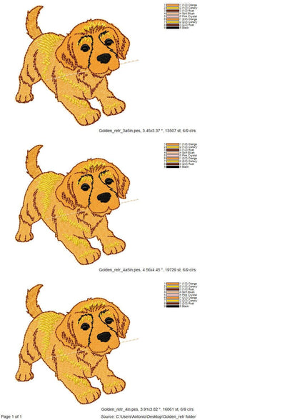 Playing Golden Retriever Puppy – Kitchen machine embroidery pattern by Artapli