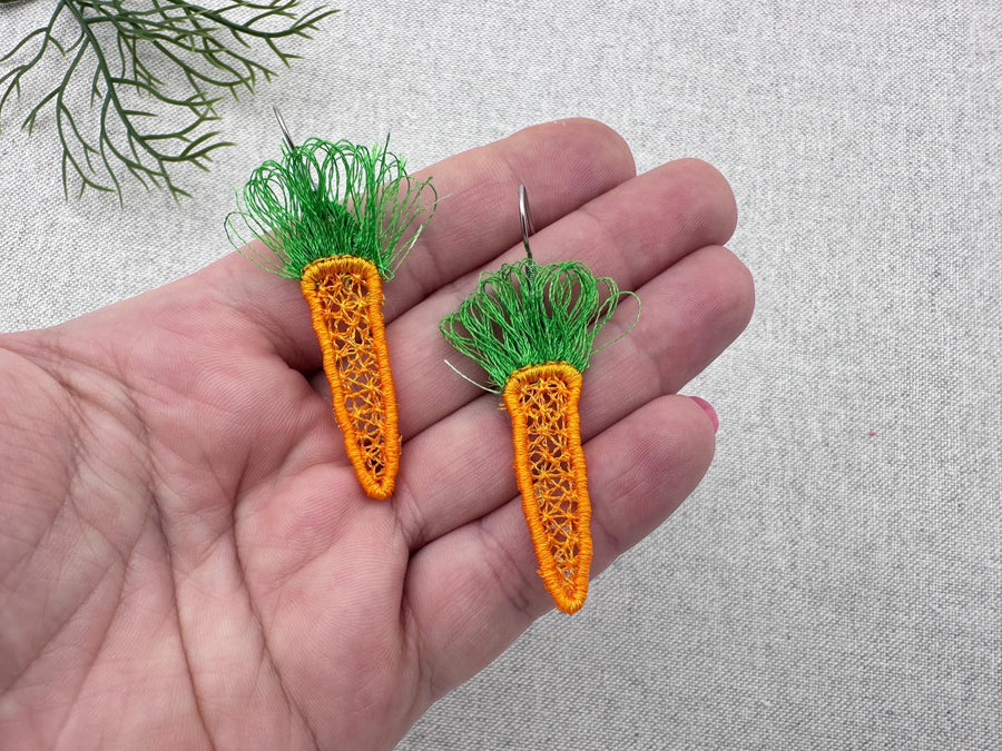 Easter Carrot Earrings FSL – Embroidery Font 1.8" 4" | BX PES DST JEF | Artapli