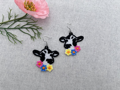 Floral Wreath Cowgirl Earrings FSL – Charm embroidery design by Artapli