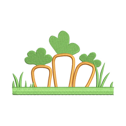 Carrot Applique in fringed Grass – Farm embroidery design instant download by Artapli