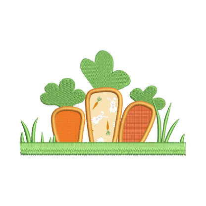 Carrot Applique in fringed Grass – Easter embroidery pattern by Artapli