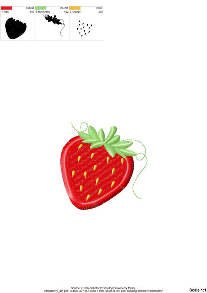 Fringed Sweet Strawberry – Kitchen machine embroidery design by Artapli