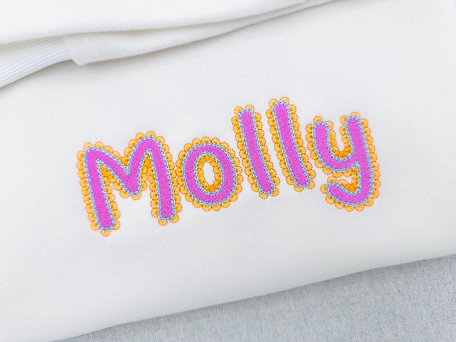 Lace Edge FONT Fill Stitch Bubbly Alphabet Monogram girly fancy font machine embroidery designs