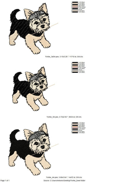 Cute Playing Little Yorkie Puppy Dog Mama kitchen dish towel pet animal kids machine embroidery designs ITH