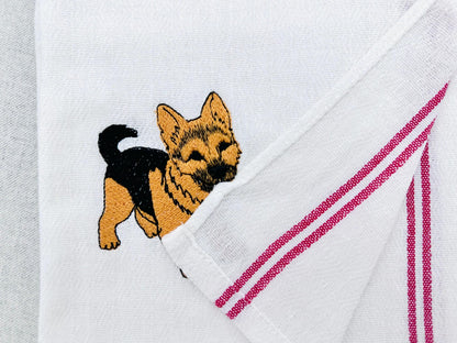 Cute Playing German Shepherd Puppy Dog Mama kitchen dish towel pet animal kids machine embroidery designs ITH