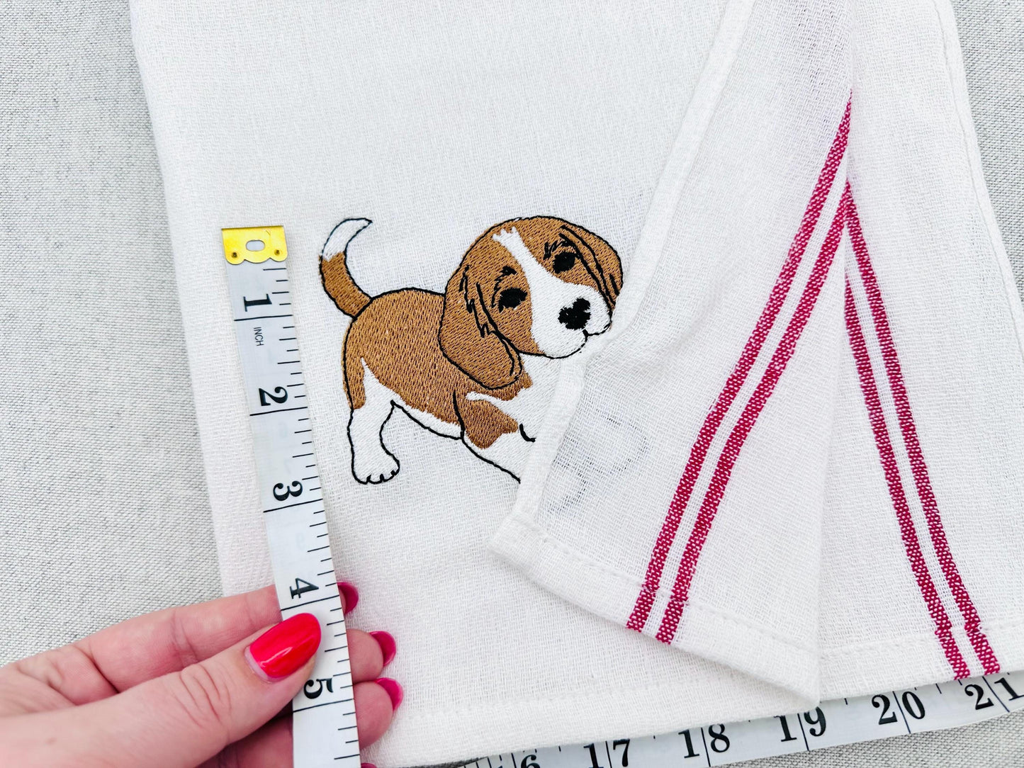 Cute Playing Beagle Puppy Dog Mama kitchen dish towel pet animal kids machine embroidery designs ITH