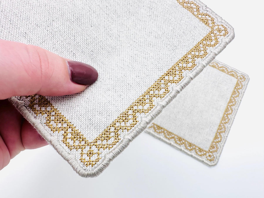 Cross Stitch Napkin Coaster ITH Embroidery 5" 6" 8" 7" 10" | PES DST JEF | Artapli