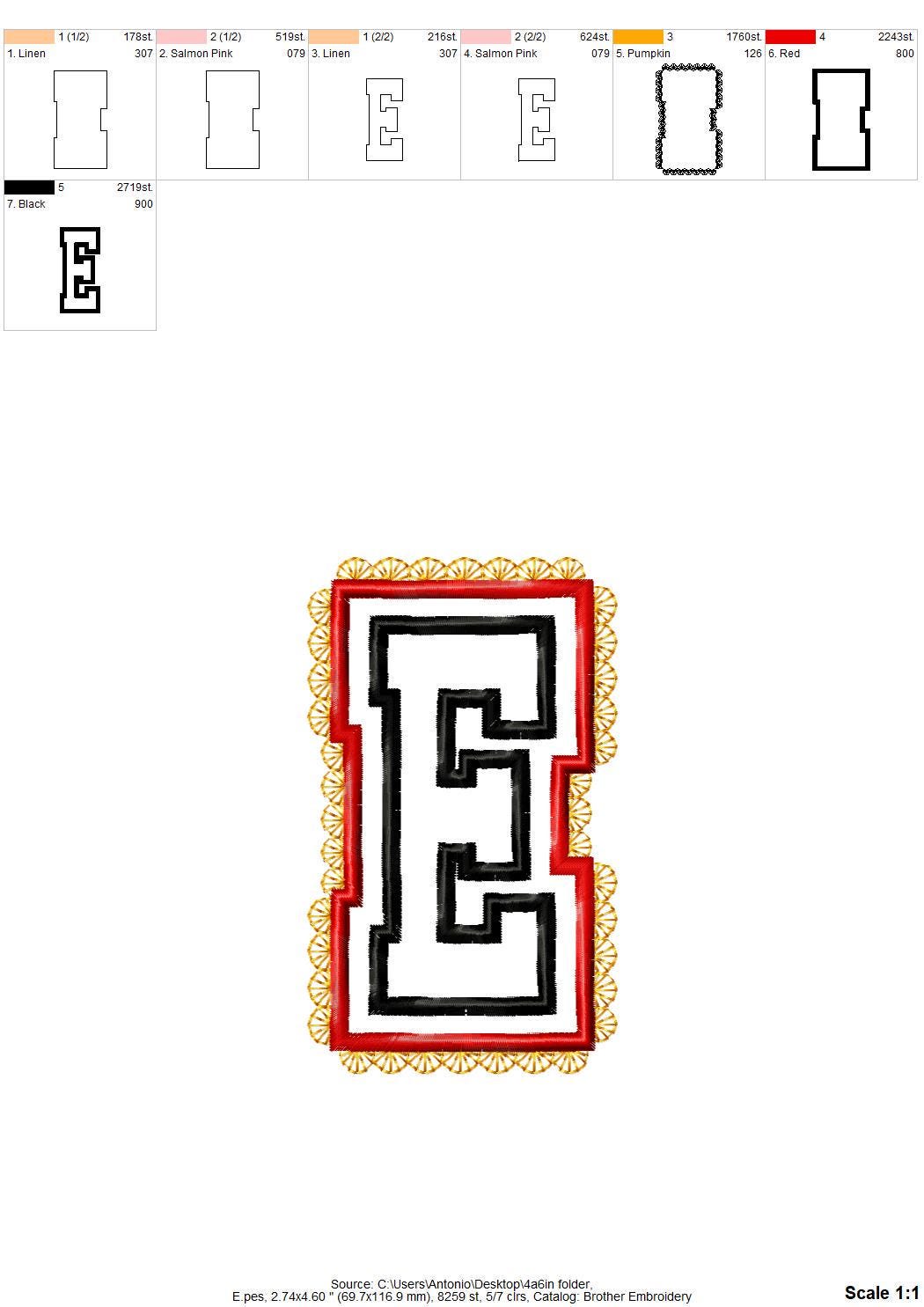 Lace Edge Double Layer Applique Font – Lace machine embroidery design by Artapli