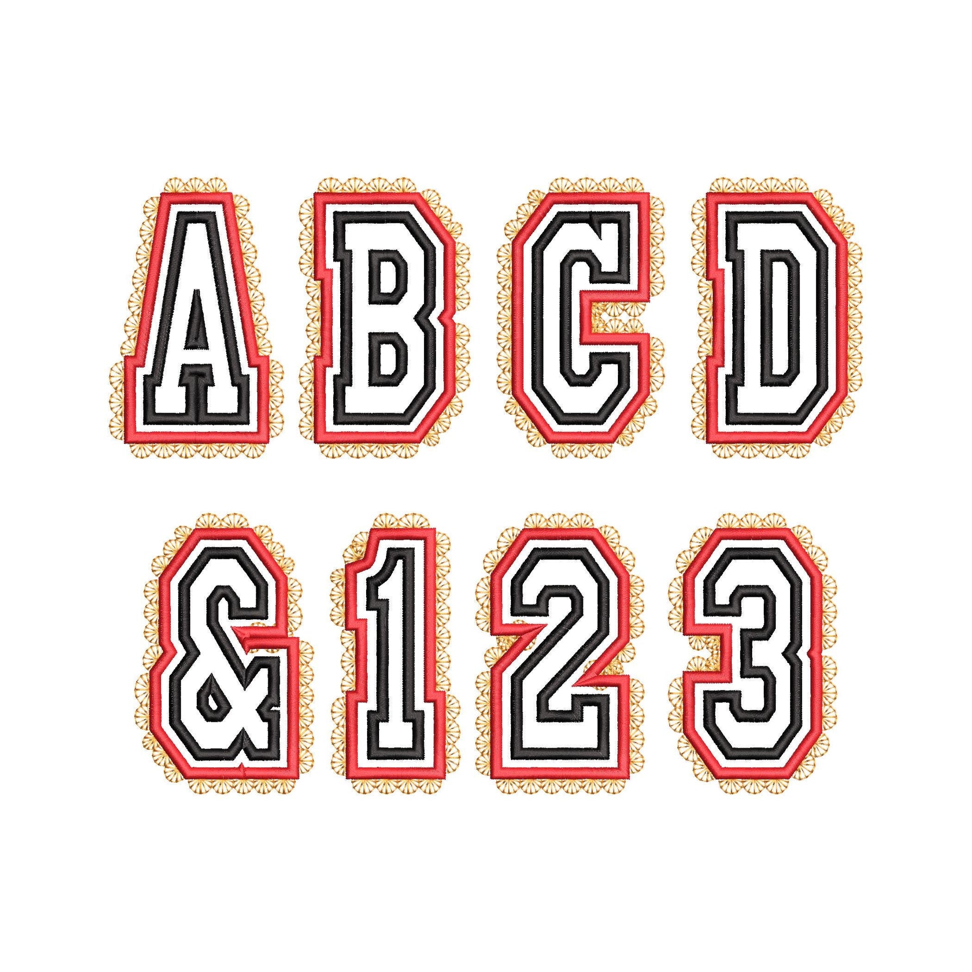 Lace Edge Double Layer Applique Font – Font machine embroidery pattern by Artapli