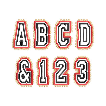 Lace Edge Double Layer Applique Font – Font machine embroidery pattern by Artapli