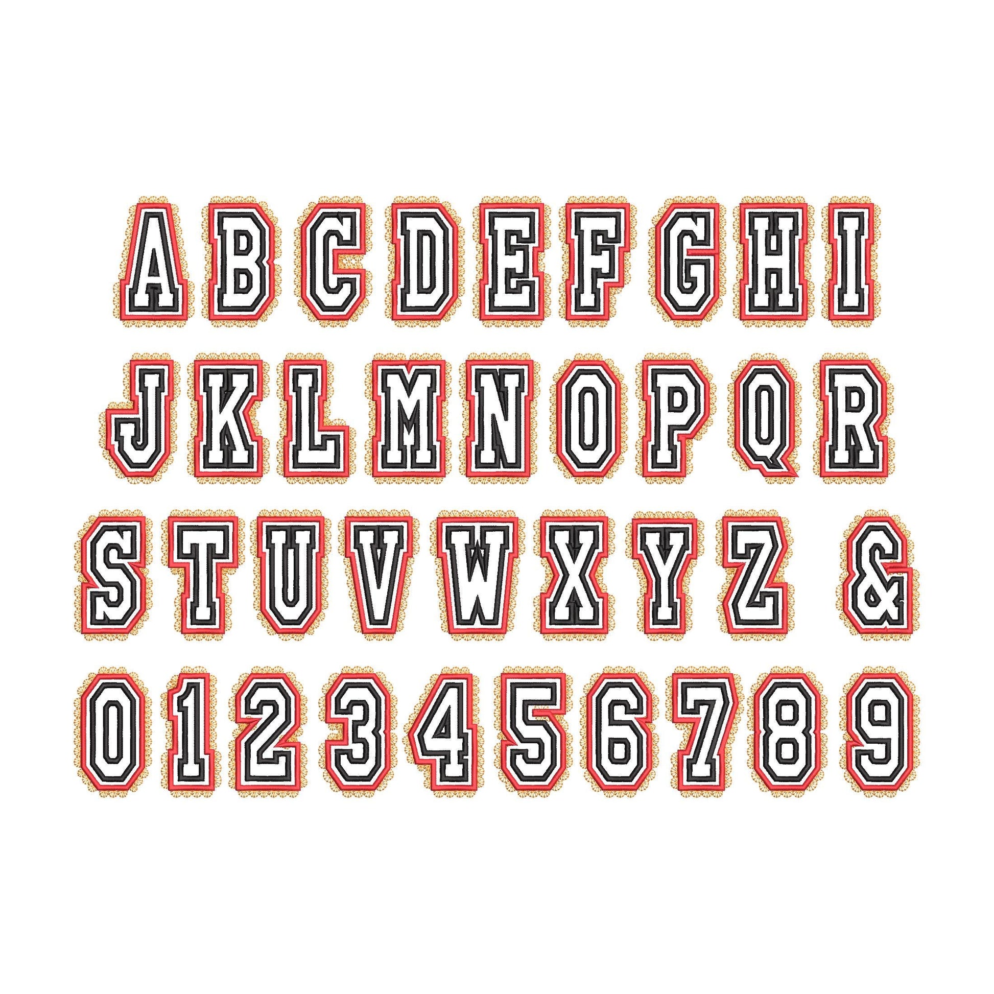 Lace Edge Double Layer Applique Font – Appliqué embroidery design by Artapli