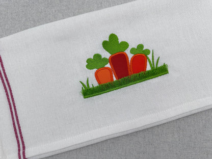 Carrot Applique in fringed Grass – Appliqué machine embroidery design by Artapli
