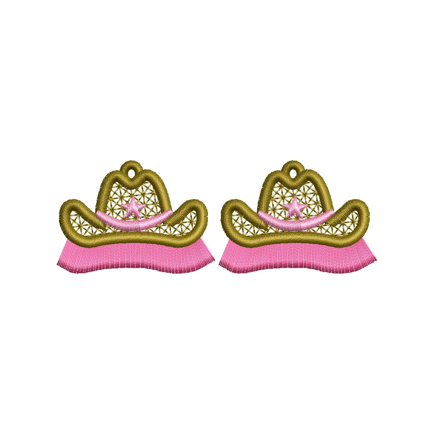 Fringed Cowboy Hat Earrings – Fringe machine embroidery pattern by Artapli