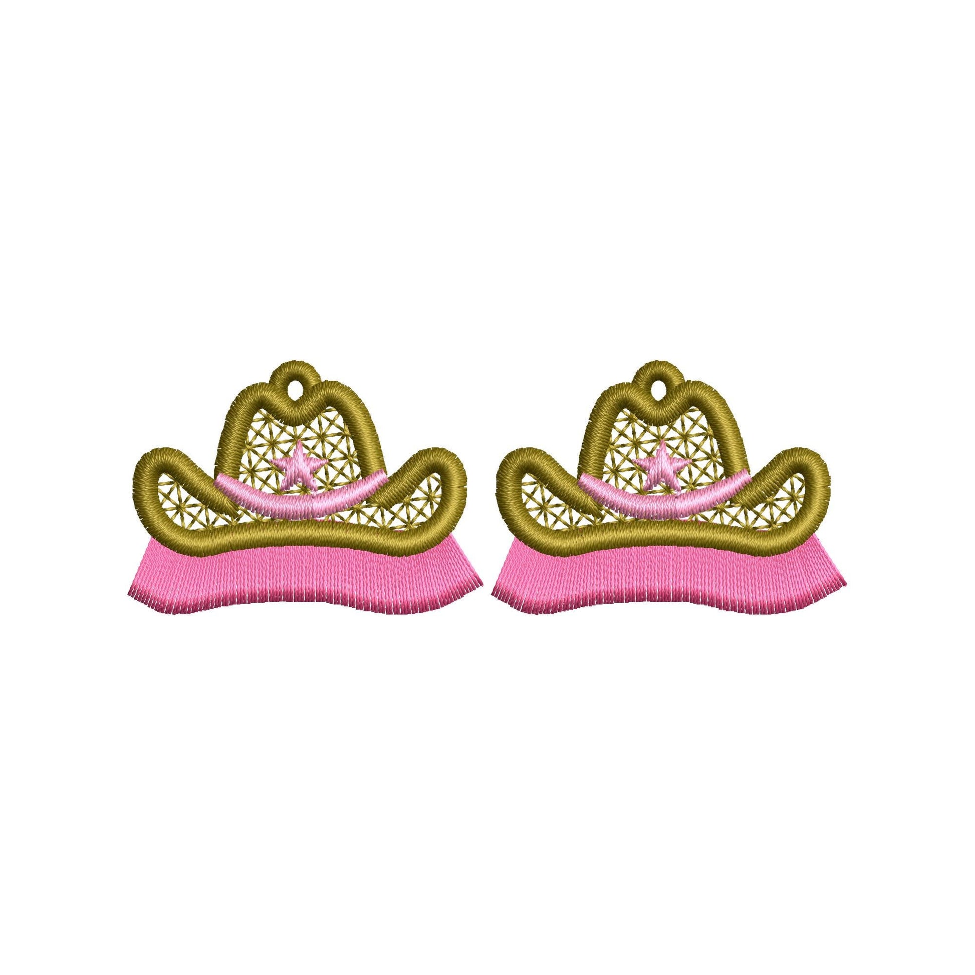 Fringed Cowboy Hat Earrings – Fringe machine embroidery pattern by Artapli