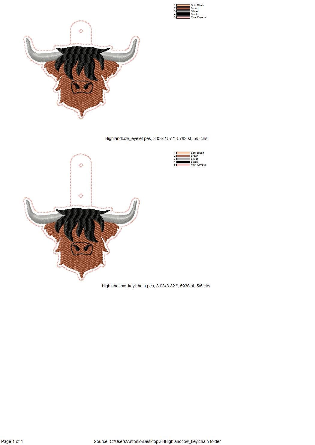 Highland Cow Bull Keychain