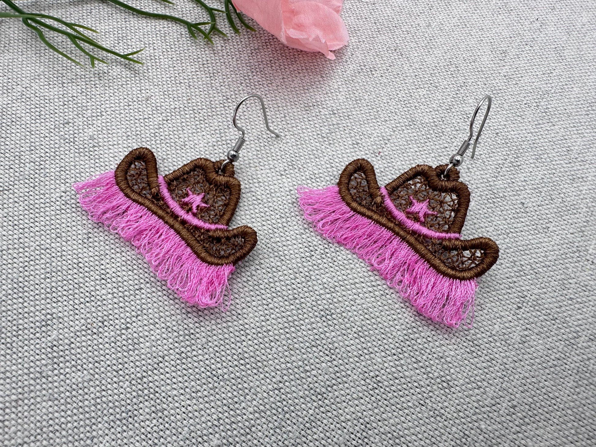 Fringed Cowboy Hat Earrings – Instant Download | Artapli