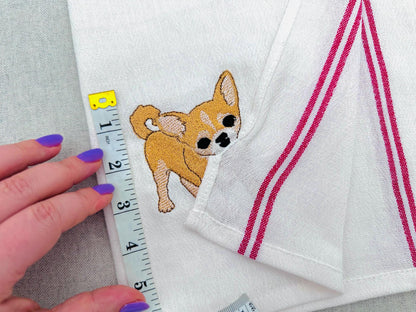 Lovely playing Chihuahua Puppy Dog Mama kitchen dish towel pet animal kids machine embroidery designs ITH