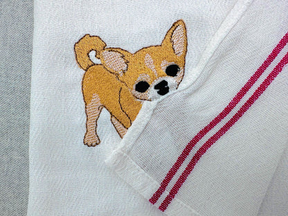 Lovely playing Chihuahua Puppy Dog Mama kitchen dish towel pet animal kids machine embroidery designs ITH