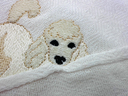 Playing Classic Poodle Puppy Dog Mama kitchen dish towel pet animal kids machine embroidery designs ITH