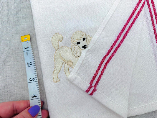 Playing Classic Poodle Puppy Dog Mama kitchen dish towel pet animal kids machine embroidery designs ITH