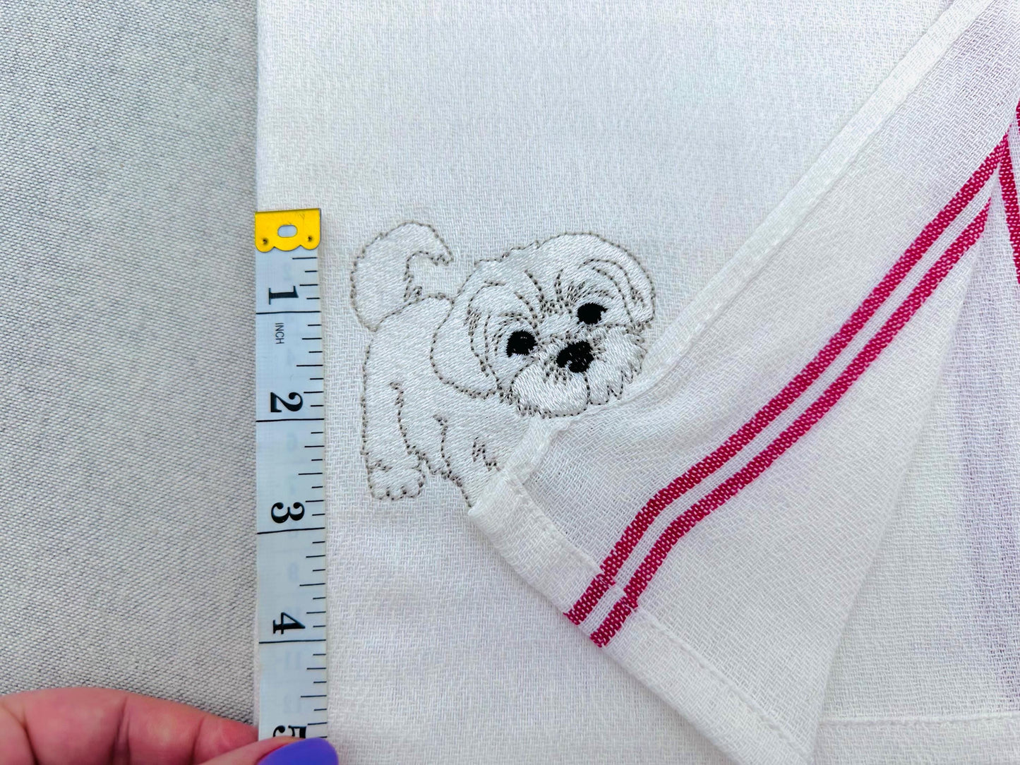 Lovely playing Maltese Puppy Dog Mama kitchen dish towel pet animal kids machine embroidery designs ITH
