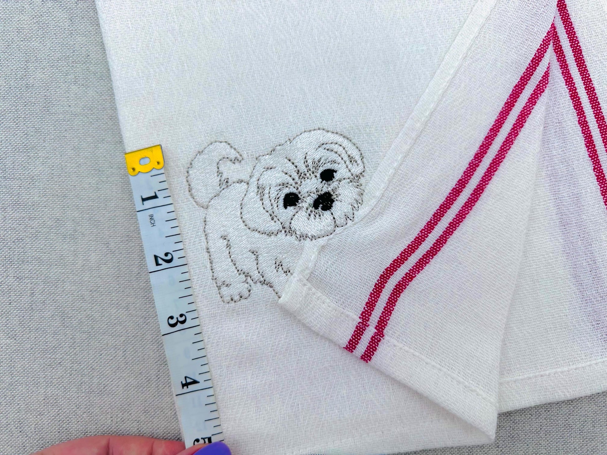 Lovely playing Maltese Puppy Dog Mama kitchen dish towel pet animal kids machine embroidery designs ITH