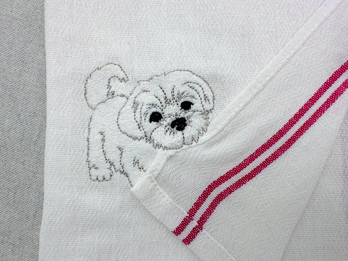 Lovely playing Maltese Puppy Dog Mama kitchen dish towel pet animal kids machine embroidery designs ITH