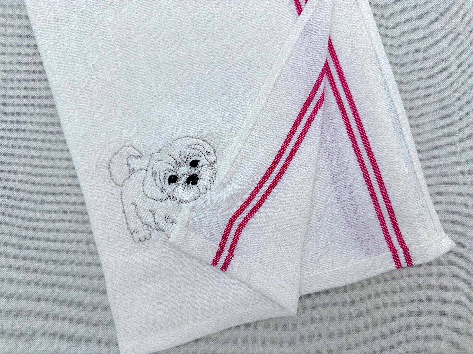 Lovely playing Maltese Puppy Dog Mama kitchen dish towel pet animal kids machine embroidery designs ITH
