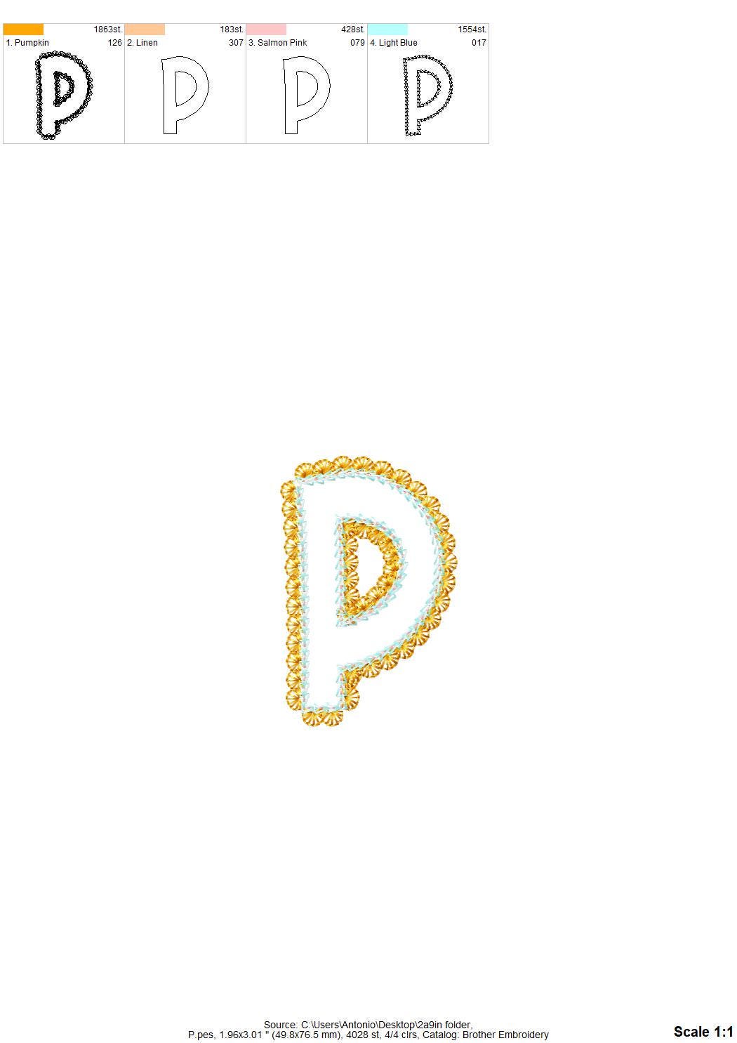 Lace Edge applique Chain stitch outline – Kids embroidery design instant download by Artapli