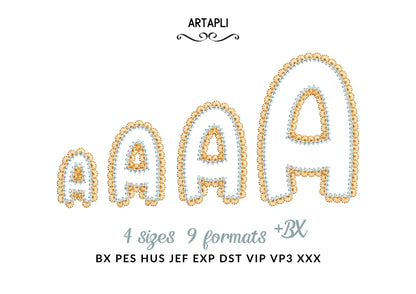Lace Edge applique Chain stitch outline – Kids digital embroidery pattern by Artapli