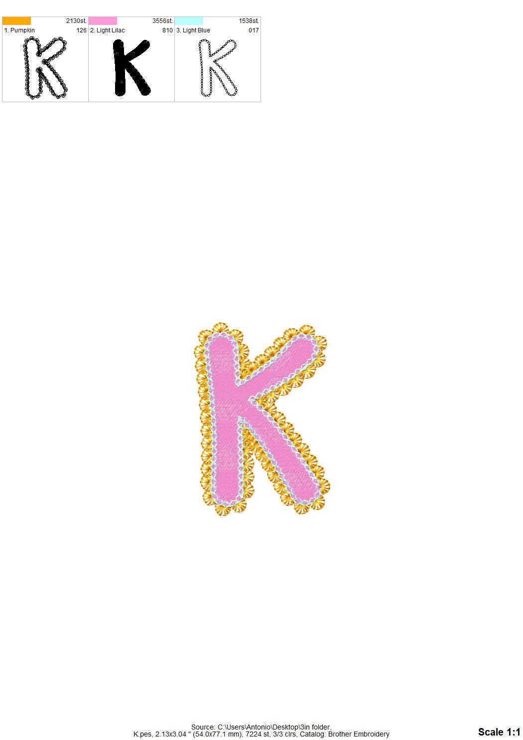 Lace Edge FONT Fill Stitch Bubbly Alphabet Monogram girly fancy font machine embroidery designs