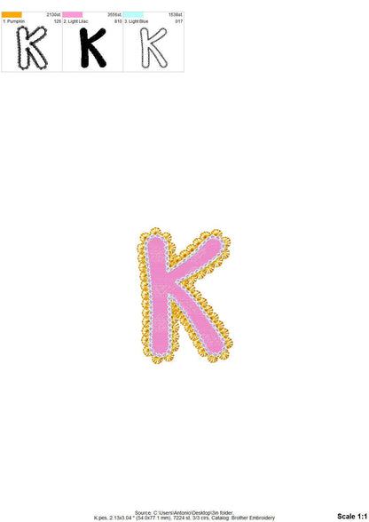 Lace Edge FONT Fill Stitch Bubbly Alphabet Monogram girly fancy font machine embroidery designs