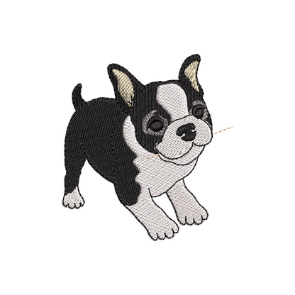 Playing Boston Terrier Puppy Dog Mama kitchen dish towel pet animal kids machine embroidery designs ITH