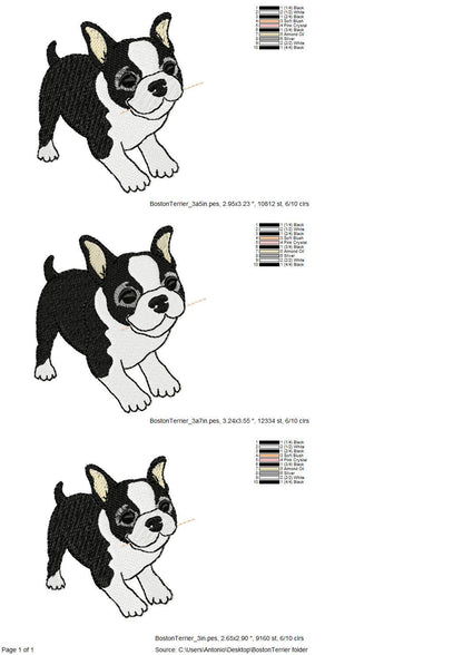 Playing Boston Terrier Puppy Dog Mama kitchen dish towel pet animal kids machine embroidery designs ITH