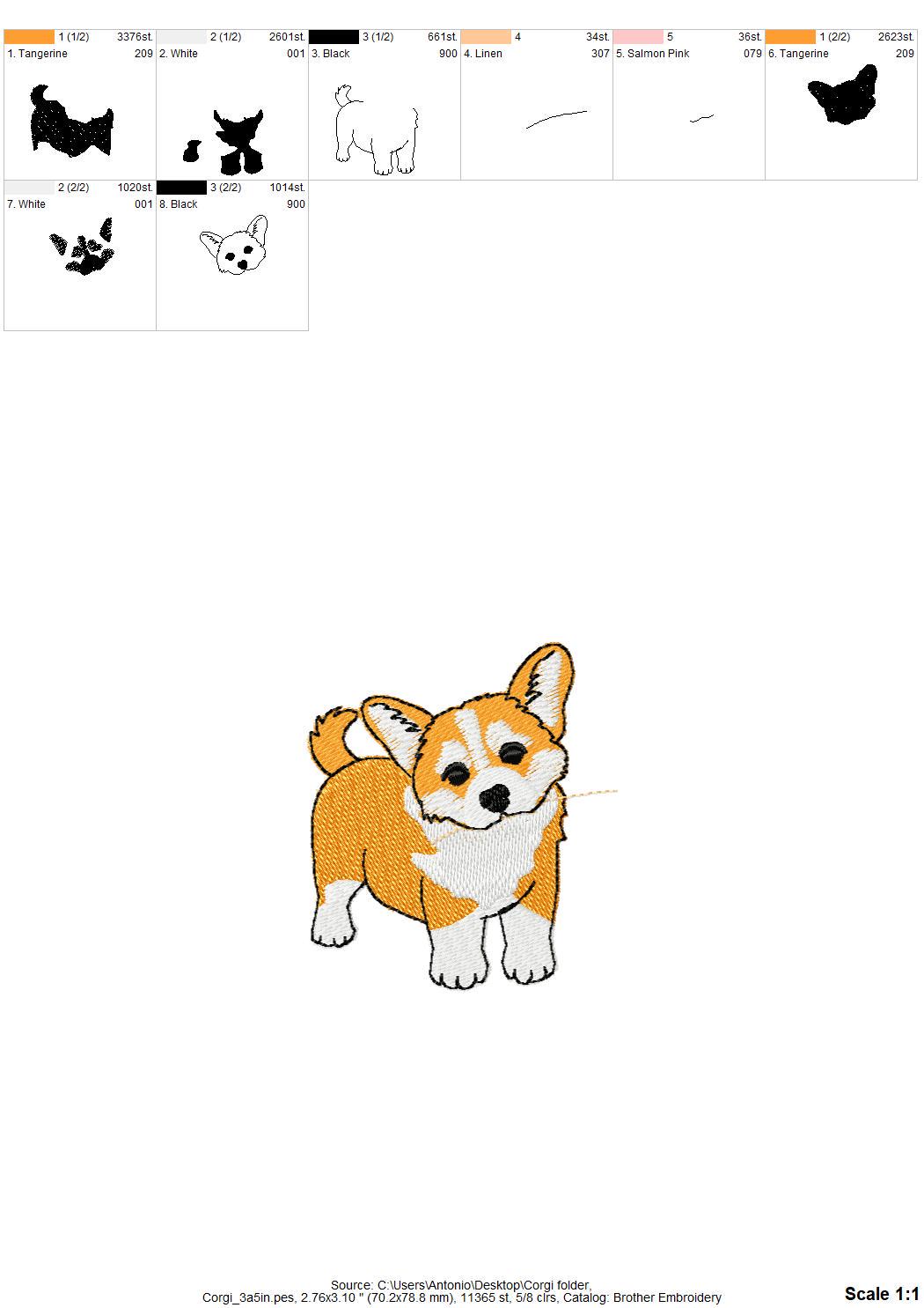 Lovely playing Corgi Puppy Dog Mama kitchen dish towel pet animal kids machine embroidery designs ITH