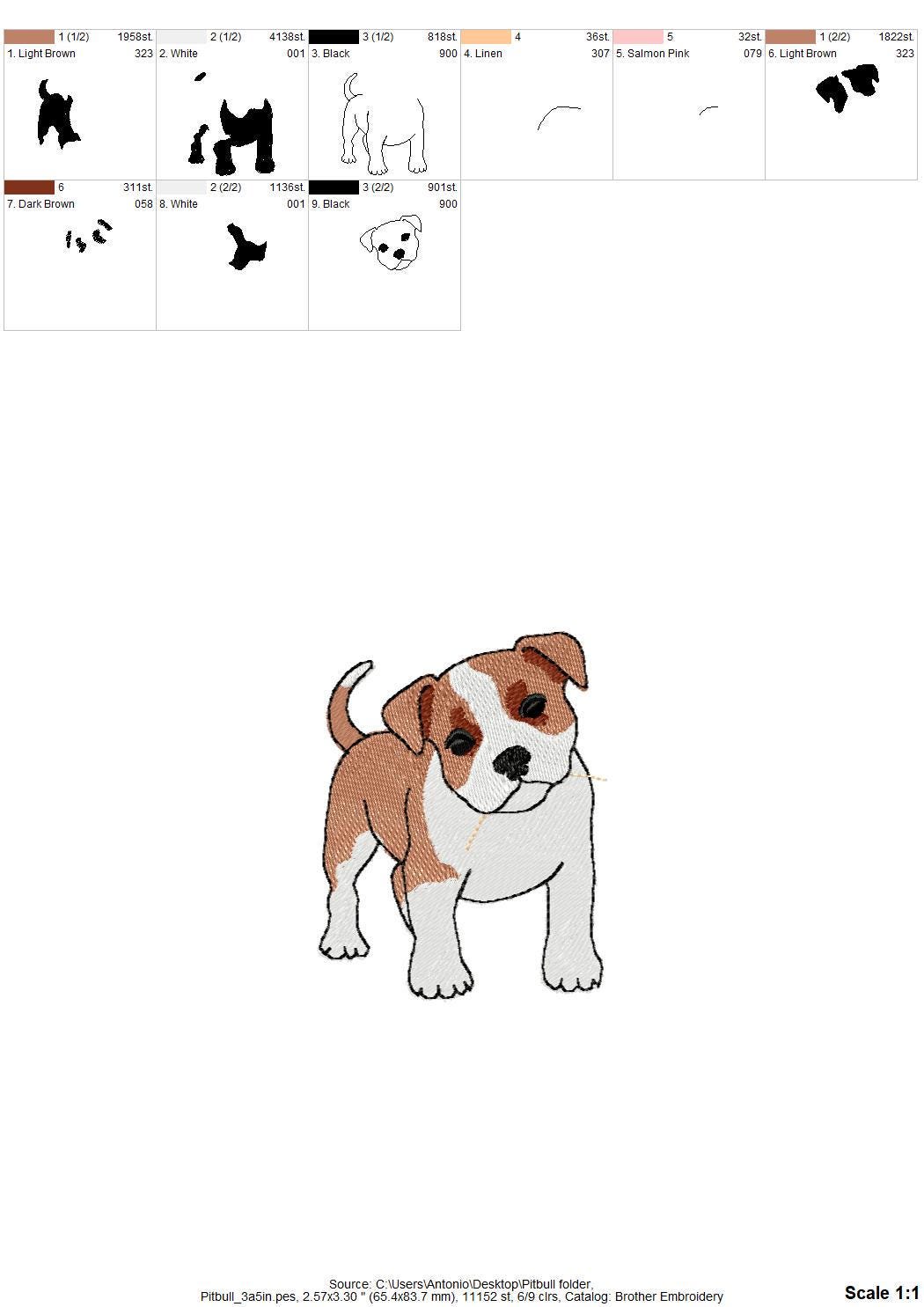 Lovely playing Pitbull Puppy Dog Mama kitchen dish towel pet animal kids machine embroidery designs ITH