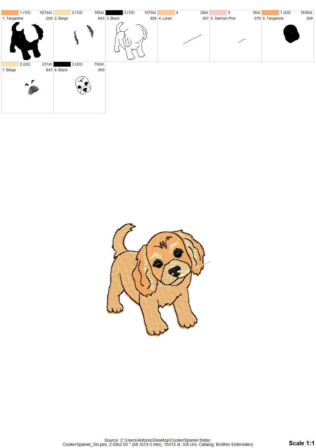 Lovely playing Cooker Spaniel Puppy Dog kitchen dish towel pet animal kids machine embroidery designs ITH
