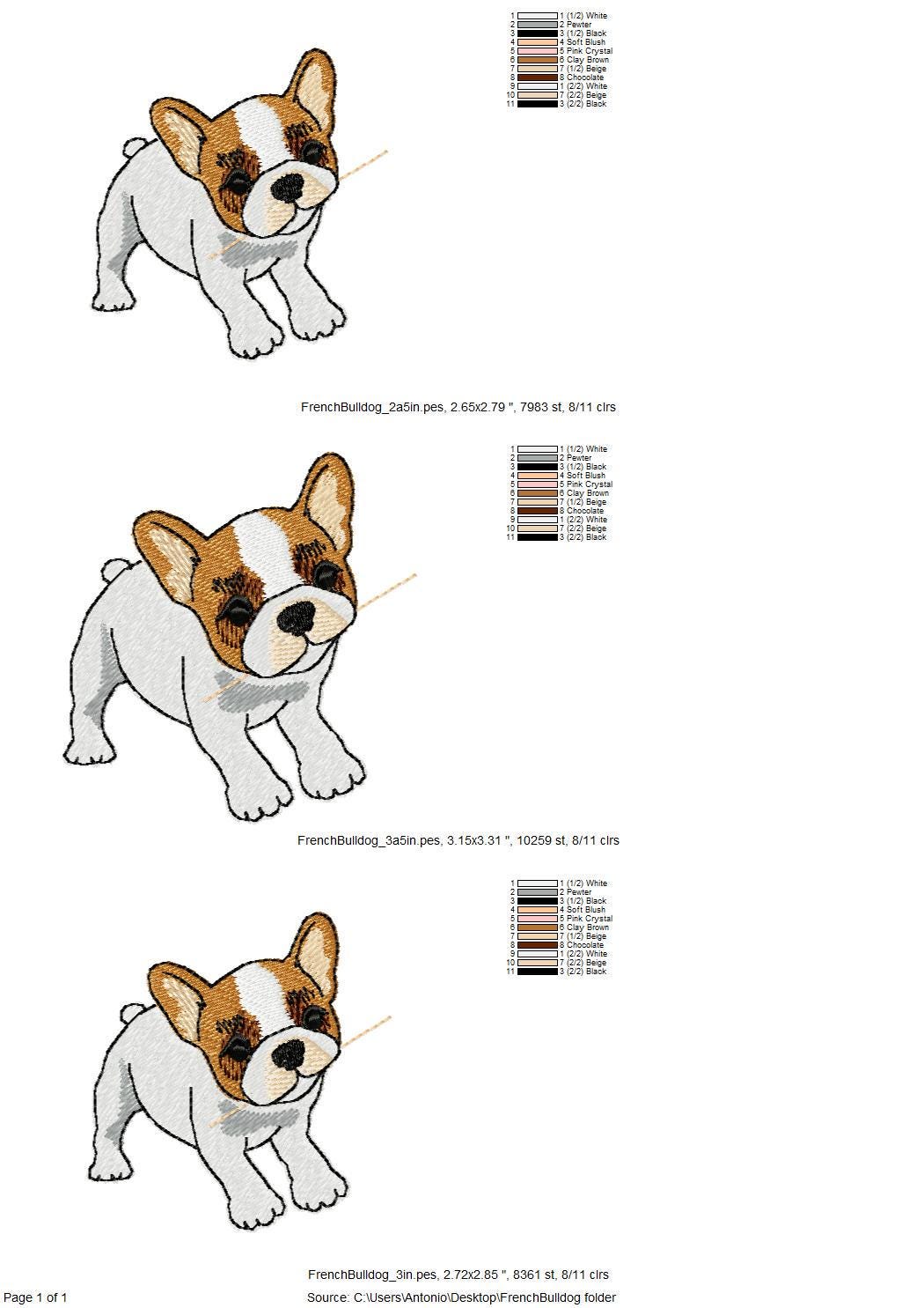 Lovely playing French Bulldog Puppy Dog kitchen dish towel pet animal kids machine embroidery designs ITH