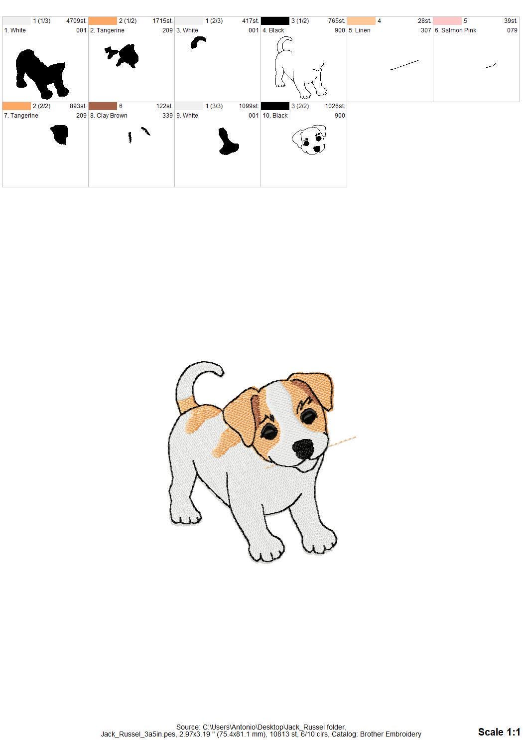 Lovely playing Jack Russel Puppy Dog kitchen dish towel pet animal kids machine embroidery designs ITH