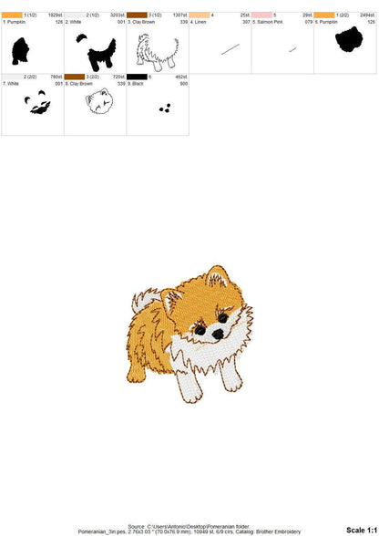 Lovely playing Pomeranian Puppy Dog kitchen dish towel pet animal kids machine embroidery designs ITH